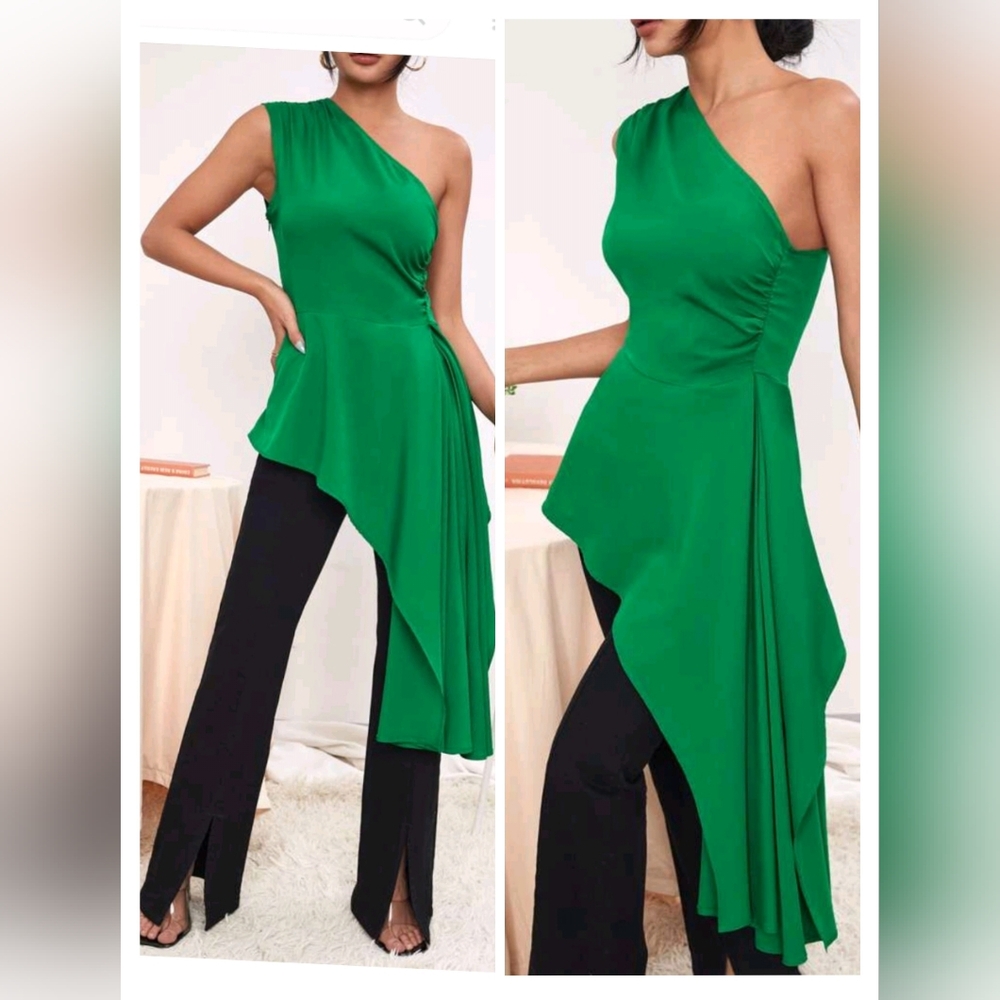 Elegant Green One-Shoulder Dress